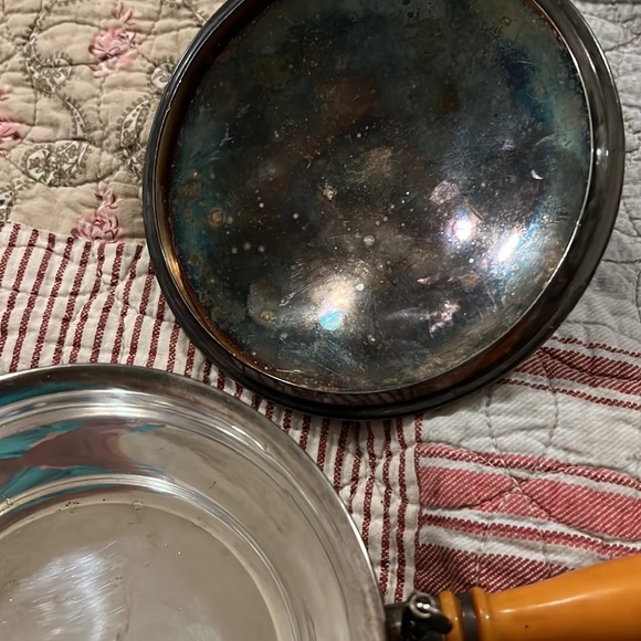 Vintage K.A. IMA ALP Silver plate over nickel butterscotch Bakelite lidded pan - Picture 9 of 9